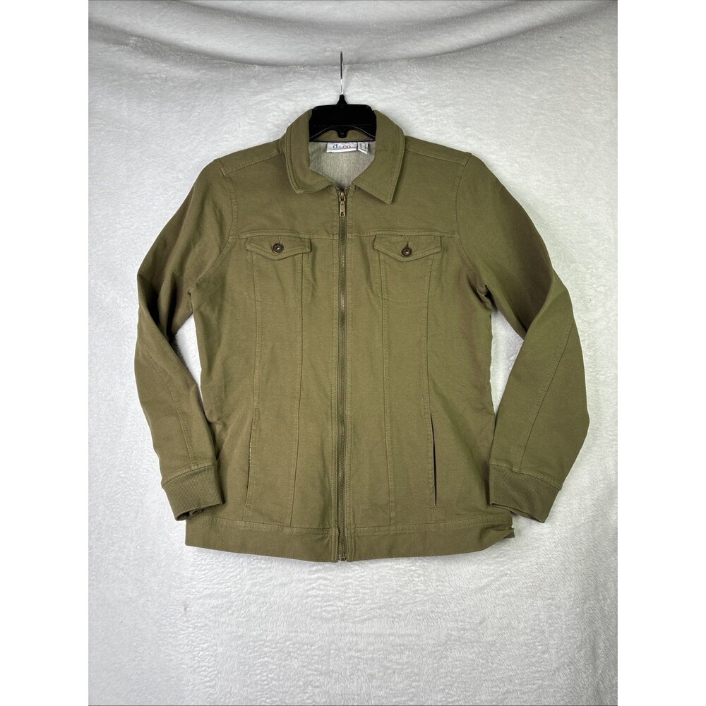 Denim & Co Womens Small Olive Green Utility Jacket Full Zip A349249 2018